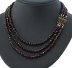 Granaat antieke ketting fraai 14k gouden slot dames vintage, Verzenden, Goud, Ketting, Met edelsteen