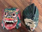 Houtsnijwerk Indonesische maskers Barong Bali set, Antiek en Kunst, Ophalen of Verzenden