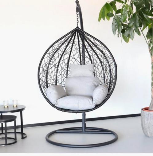 Egg Hangstoel Donkerbruin ZGAN!, Huis en Inrichting, Stoelen, Zo goed als nieuw, Eén, Metaal, Riet of Rotan, Stof, Bruin, Ophalen