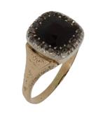 Antieke 14k gouden roos diamanten granaat dames ring vintage