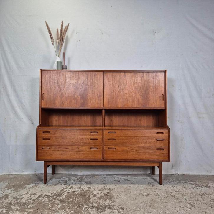 Svend Langkilde Møbler, vintage Deens highboard, dressoir, Huis en Inrichting, Kasten | Wandmeubels, Gebruikt, 100 tot 150 cm