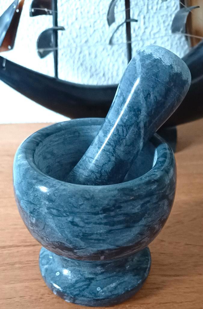 marmeren vijzel met stamper- uit de apotheker verzameling, Antiek en Kunst, Curiosa en Brocante, Ophalen of Verzenden