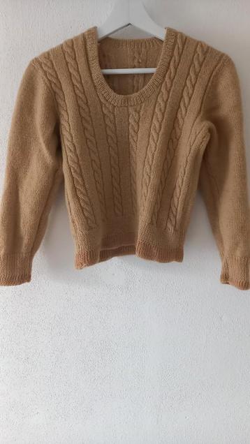 Vintage okergeel wollen kabeltrui, maat S/XS beschikbaar voor biedingen