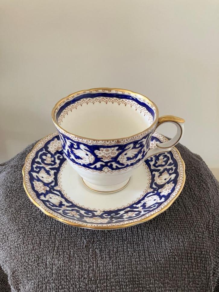 Staffordshire Ellesmere Dark Blue kop en schotel, Huis en Inrichting, Keuken | Servies, Zo goed als nieuw, Kop(pen) en/of Schotel(s)