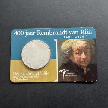 5 euro in coincard 400 jaar Rembrandt van Rijn UNC beschikbaar voor biedingen