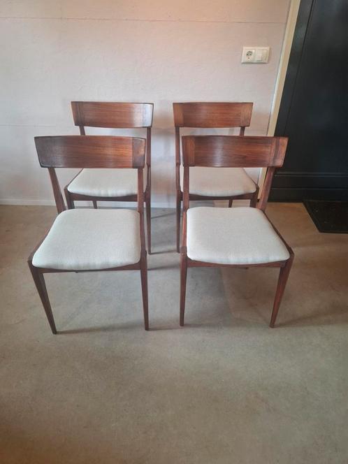 4 awa van teeffelen eetkamerstoelen, Huis en Inrichting, Stoelen, Zo goed als nieuw, Vier, Hout, Stof, Grijs, Ophalen of Verzenden
