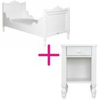 De Bopita Bed 90200 Wit + Nachtkast Belle wit, 85 tot 100 cm, Gebruikt, Ophalen of Verzenden, Lattenbodem