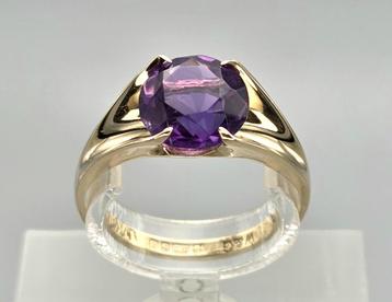 Gouden Vintage design ring met edelsteen amethist. 2025/612. beschikbaar voor biedingen