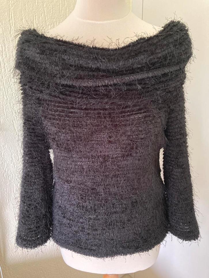 Joseph Ribkoff, zwarte, fluffy trui, mt M, Kleding | Dames, Truien en Vesten, Gedragen, Maat 38/40 (M), Zwart, Ophalen of Verzenden