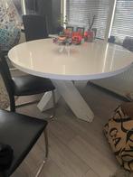 Ronde eettafel doorsnee 130cm hoogglans wit, Huis en Inrichting, Tafels | Eettafels, Ophalen, Gebruikt, 100 tot 150 cm, Rond