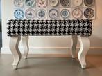 2 Eetkamerbanken, Pied de Poule, Meubelmaker, Huis en Inrichting, Stoelen, Ophalen, Gebruikt, Twee, Wit