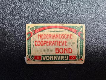 Luciferetiket Nederlandsche Coöperatieve Bondrd,rd,gr-ge beschikbaar voor biedingen