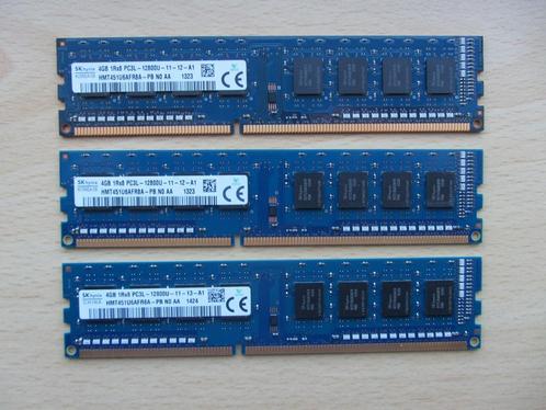 3x Hynix 4GB PC3-12800 DDR3-1600MHz non-ECC Unbuffered CL11, Computers en Software, RAM geheugen, Zo goed als nieuw, Desktop, 4 GB
