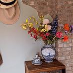 Porseleinen dekselvaas met Delfts blauw decor, Ophalen of Verzenden