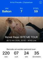 Ticket zitplekken Reneé Rapp, bite me tour, Tickets en Kaartjes, Eén persoon, Maart