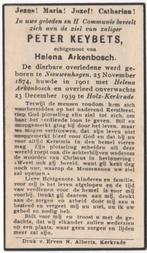 Peter Keijbets 1874 Nieuwenhagen + 1939 Kerkrade,  65 jaar, Verzamelen, Verzenden, Bidprentje