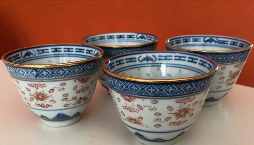 4 antieke chinese porseleinen kopjes plus 4 schotels, Antiek en Kunst, Antiek | Porselein, Ophalen