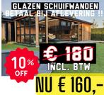 Glazen schuifwand - nu voor €160 Compleet! nergens goedkoper, Tuin en Terras, Overkappingen, Ophalen of Verzenden, Nieuw, Veranda
