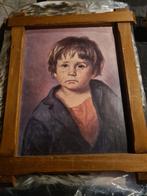 Leuk prentje /schilderijtje met huilend jongetje, Minder dan 50 cm, Gebruikt, Ophalen of Verzenden