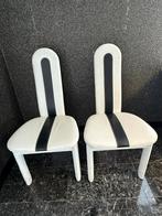 Prachtige leren zwart wit stoelen  in perfecte staat, Huis en Inrichting, Stoelen, Ophalen, Zo goed als nieuw, Zwart