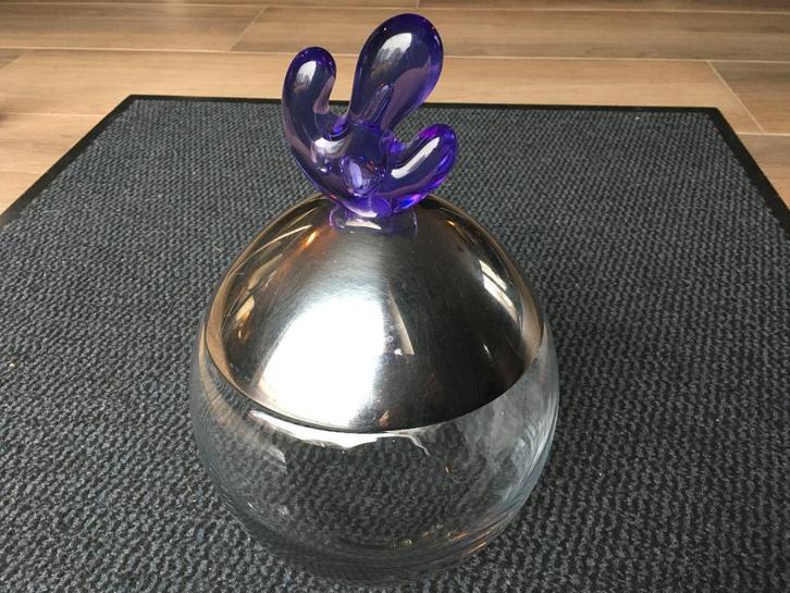 Ovo, Allessi, blauw, zgan, voorraadpot, designer M. Mirri, Huis en Inrichting, Keuken | Potten en Pannen, Zo goed als nieuw, Pot, Bus of Blik