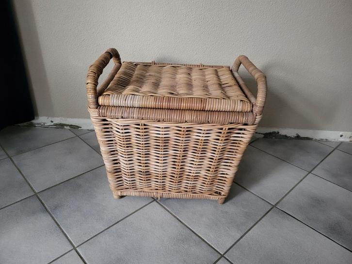 Rotan Opbergmand met Deksel, Huis en Inrichting, Woonaccessoires | Kisten, Gebruikt, Minder dan 50 cm, Minder dan 50 cm, Minder dan 50 cm
