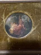 Schilderijtje op stof moeder en kind, Huis en Inrichting, Ophalen of Verzenden, Schilderij, Minder dan 50 cm