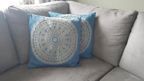 Sierkussens - set van 2 - petrol, Huis en Inrichting, Woonaccessoires | Kussens, Zo goed als nieuw, Blauw, Vierkant, Ophalen