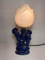 Vintage tafellamp van keramiek blauw met goud van kleur, Huis en Inrichting, Lampen | Tafellampen, Ophalen of Verzenden, Gebruikt