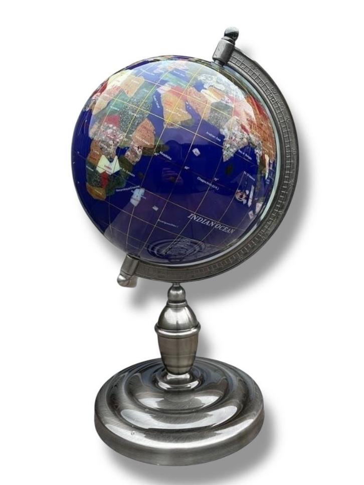 Prachtige Edelsteen Globe / Wereldbol - Lapis Luzili, Verzamelen, Mineralen en Fossielen, Mineraal, Ophalen of Verzenden