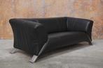 ZGANieuw zwarte leren Rolf Benz 322 design tweezitsbank, Huis en Inrichting, Rolf benz, Rolf benz, Design, 150 tot 200 cm