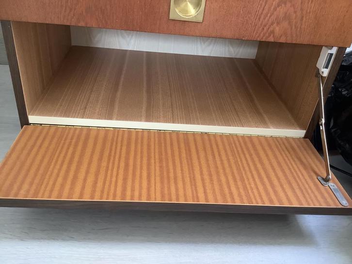 Houten kast met klep en lades, Huis en Inrichting, Kasten | Dressoirs, Gebruikt, 50 tot 100 cm, 25 tot 50 cm, Met lade(s), Overige houtsoorten