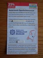 OPENLUCHTMUSEUM ARNHEM 25% KORT MAX 4 PERSONEN!, Drie personen of meer, Kortingskaart