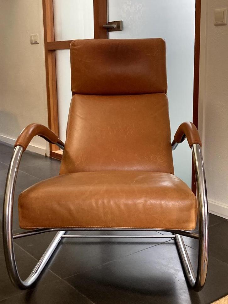 Label Speedster, Huis en Inrichting, Fauteuils, Gebruikt, Leer, Metaal, 75 tot 100 cm, Ophalen