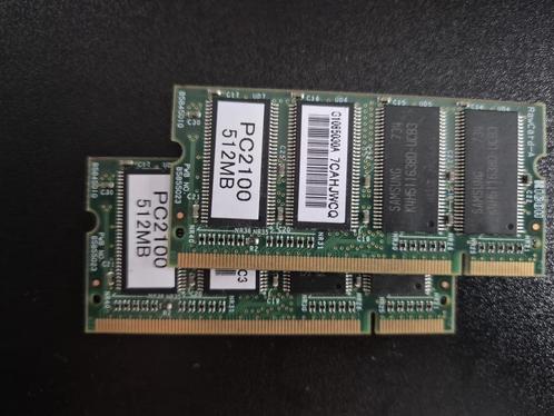 2 stuks PC 2100 DDR RAM 512 MB voor notebook/laptop, Computers en Software, RAM geheugen, Refurbished, Laptop, 1 GB of minder