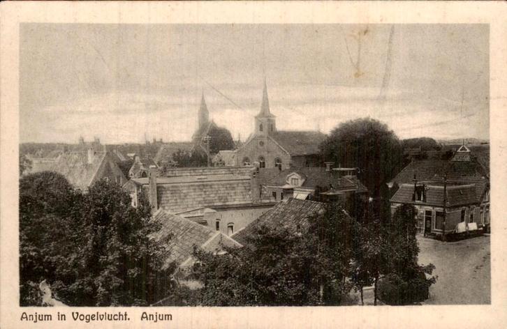 Anjum in Vogelvlucht, Verzamelen, Ansichtkaarten | Nederland, Gelopen, Friesland, Voor 1920, Ophalen of Verzenden
