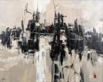 Elies Auer (1952) Acrylverf doek " Barricade " Ges Ged Label, Ophalen of Verzenden