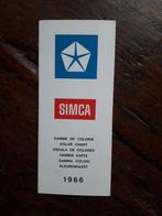 Simca Kleurenstaal 1966  1301/1501 en 1000 + Bertone Coupe, Boeken, Auto's | Folders en Tijdschriften, Gelezen, Ophalen