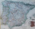 Staalgravure Spanje en Portugal 1856 met stadsplan Madrid., Boeken, Atlassen en Landkaarten, Ophalen of Verzenden, Spanje, Zo goed als nieuw