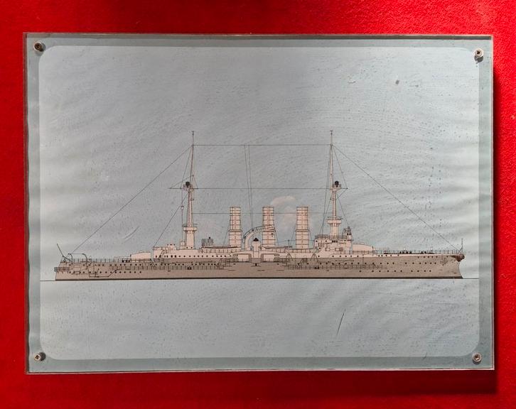 Technische tekening SMS Schlesien kriegsschiff ww1 ww2, Verzamelen, Militaria | Algemeen, Marine, Foto of Poster, Duitsland, Ophalen of Verzenden