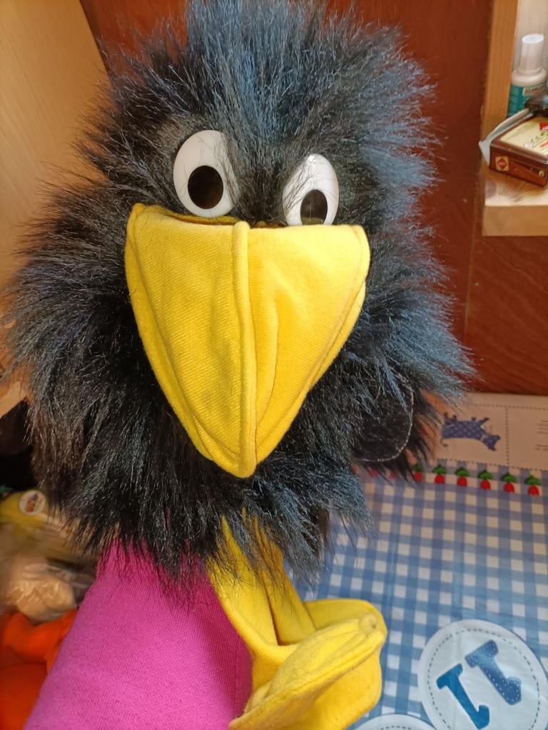 Zwarte vogel handpop kraai  Rekenhulp school, Ophalen of Verzenden, Nieuw