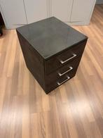 2x Espresso nachtkastje met 3 laden en glasplaat, Ophalen, Minder dan 50 cm, Met lade(s), 25 tot 50 cm