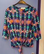 Jeff Gallano blouse mt 40 kleurrijke print & knoop art 48680