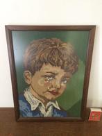 Klein leed betraand triest jongetje klassiek geborduurd mooi, Minder dan 50 cm, Ophalen of Verzenden, Zo goed als nieuw, Schilderij