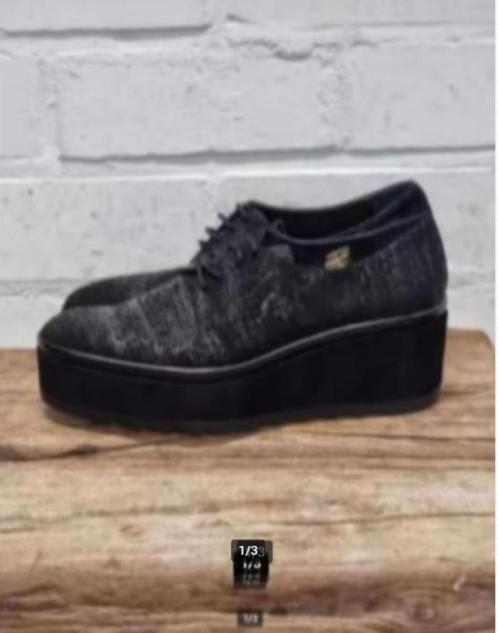 JHAY - Leren platform veterschoenen maat 40 - Nieuw €129, Kleding | Dames, Schoenen, Nieuw, Schoenen met lage hakken, Zwart, Ophalen of Verzenden