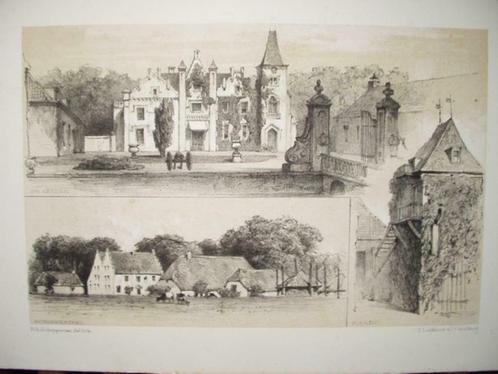 15 / Kasteel de Gelder /Boerderij Scherpenzeel /Rande 1876, Antiek en Kunst, Kunst | Litho's en Zeefdrukken, Ophalen of Verzenden