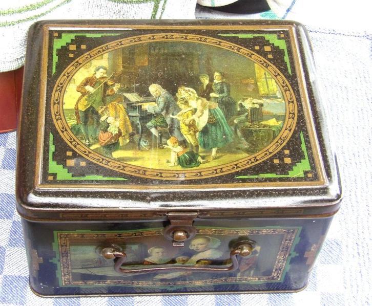 oud blik/ groot voorraadblik/ bewaardoos oude prenten, Antiek en Kunst, Curiosa en Brocante, Ophalen of Verzenden