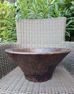 Brocante grote oude houten zware schaal/vijzel, Antiek en Kunst, Ophalen