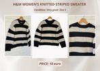 H&M Women’s Knitted Striped Sweater – Black & Beige – Size S, Ophalen of Verzenden, Zo goed als nieuw, Beige