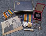 WO1 Medaille Set Engeland Marinier Somme Oog Amputatie 1916, Ophalen of Verzenden, Marine, Engeland, Lintje, Medaille of Wings
